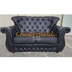 Monk Chesterfield 2+1+1 soffgrupp (K70) svart i färg helt i äkta skinn