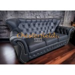 Monk Chesterfield 3+2+1 soffgrupp (K70) svart i färg helt i äkta skinn